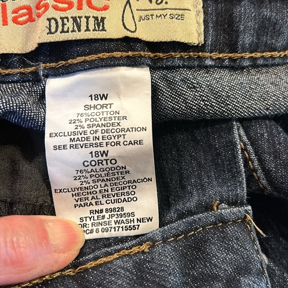 New Just My Size Jeans Sz. 18 Short - Picture 8 of 9